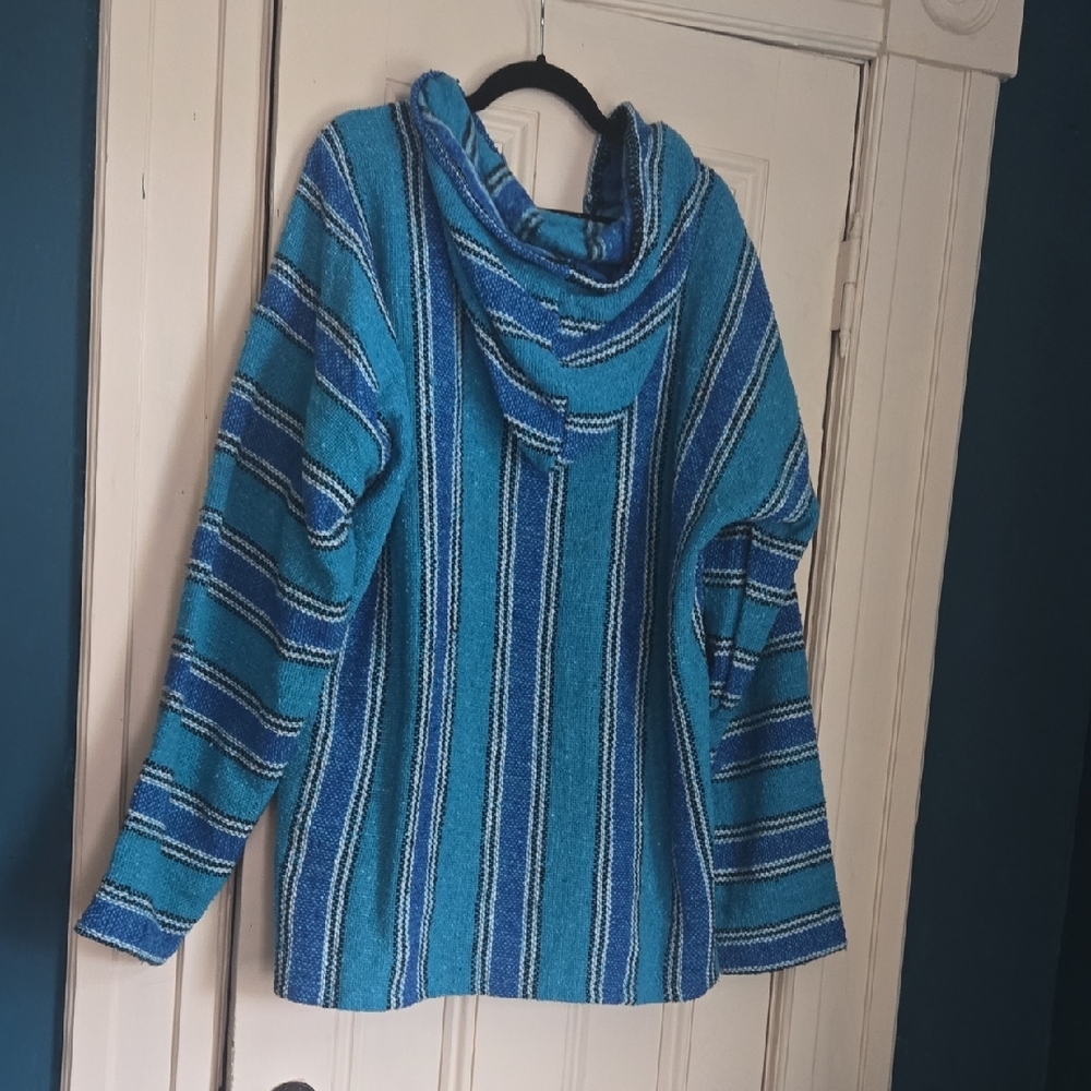 Blue Striped Baja Hoodie Sweatshirt - Picture 3 of 3